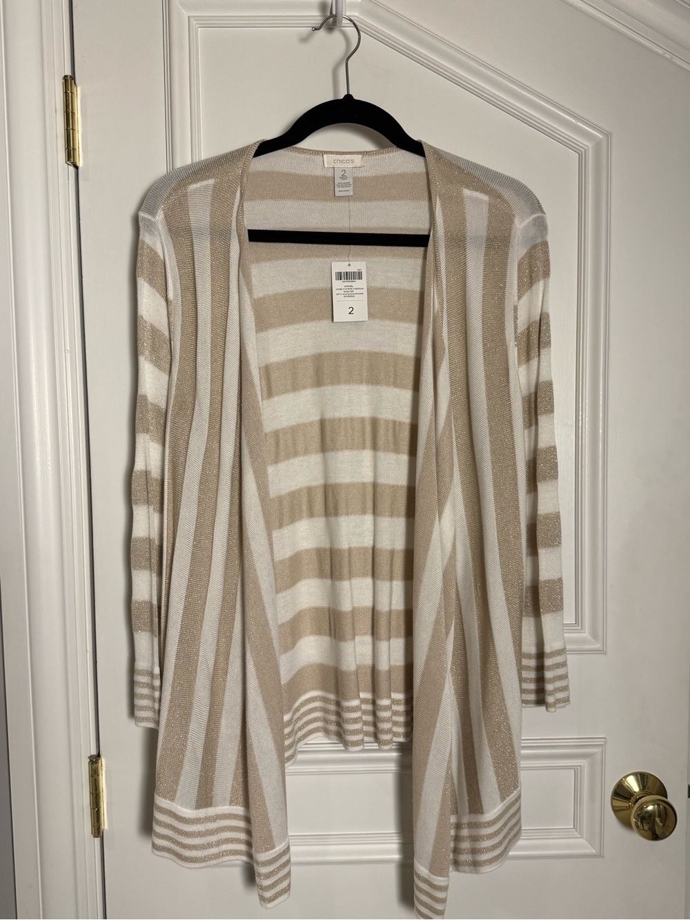 NWT Chico’s Angelic Stripe Metallic Cardigan • Size 2